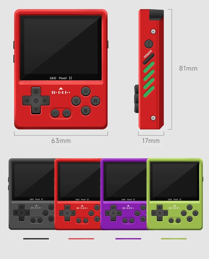 Gkd Pixel 2 Retro Handheld Game Console Portable Mini Game Player 2.4 Inch IPS 640x480px Screen RK3326S Nostalgia Metal Body