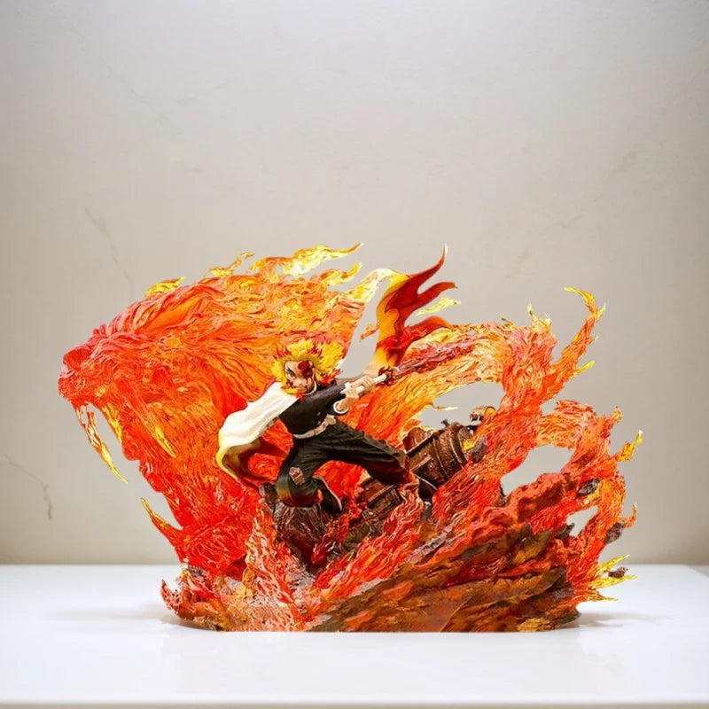 27cm Anime Demon Slayer Gk Figurine Rengoku Kyoujurou Action Figure Fantasy PVC Collection Ornament Model Creative Toys Gifts
