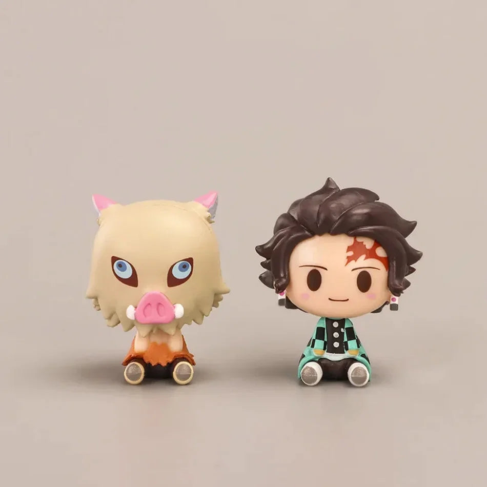 4Pcs/Set Demon Slayer Kamado Tanjirou Nezuko Figure Toys Q Version Kimetsu No Yaiba Agatsuma Zenitsu Action Figurine Model Dolls