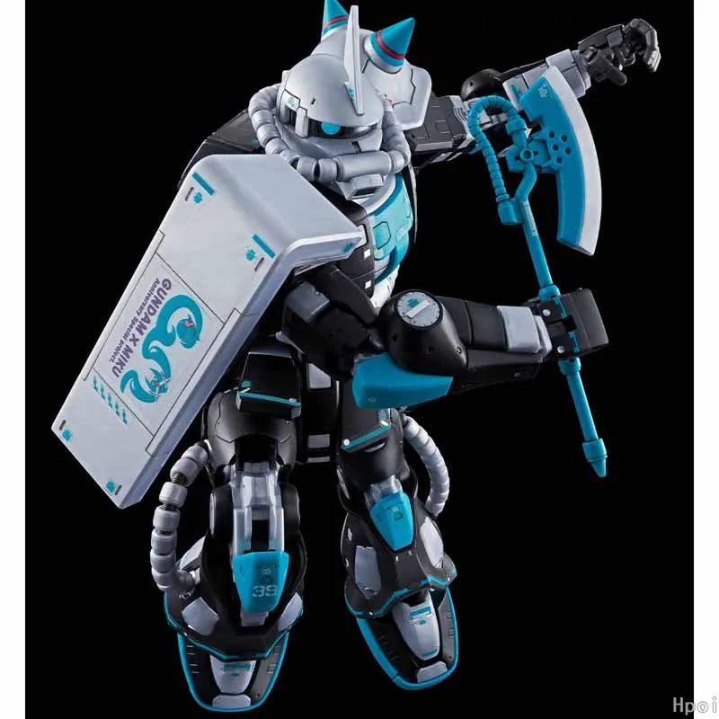Bandai Original GUNDAM RG  1/144 MS-06S ZAKU [HATSUNE MIKU Ver.] Anime Action Figure Assembly Model Toys Collectible Model