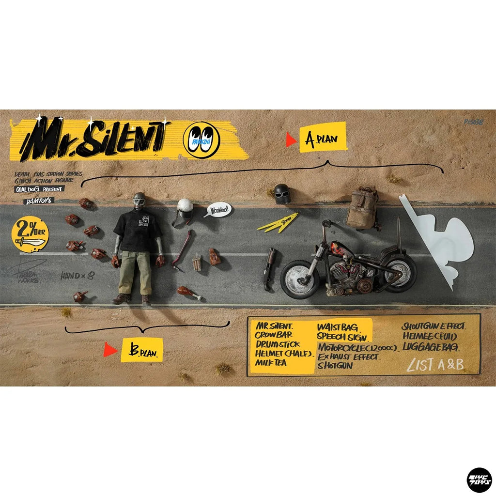 Auf Lager DAMTOYS Black Dog Mr. Quiet PES038 Desperate Gas Station Actionfigur Anime-Modell Trendige Spielzeuge Schreibtischpuppe
