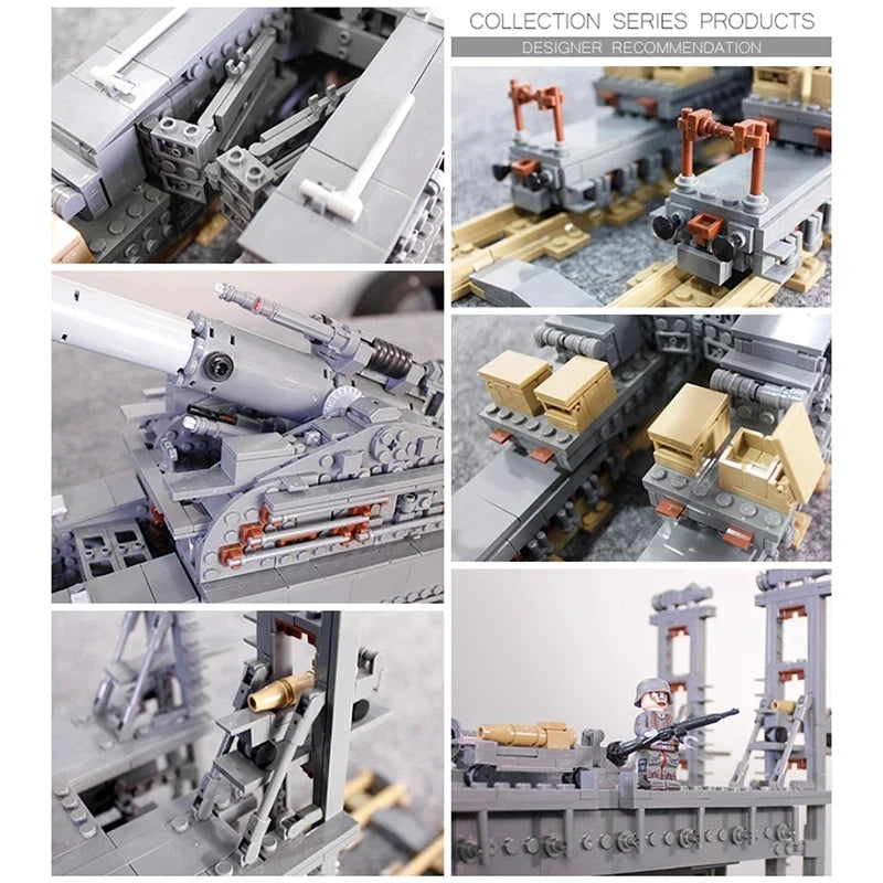 Kazi 10005 3846Pcs German 80cm K[E] Railway Gun Dora Gustav Heavy Gun 3 KY Train Tank Building Blocks Bricks Toy Gifts