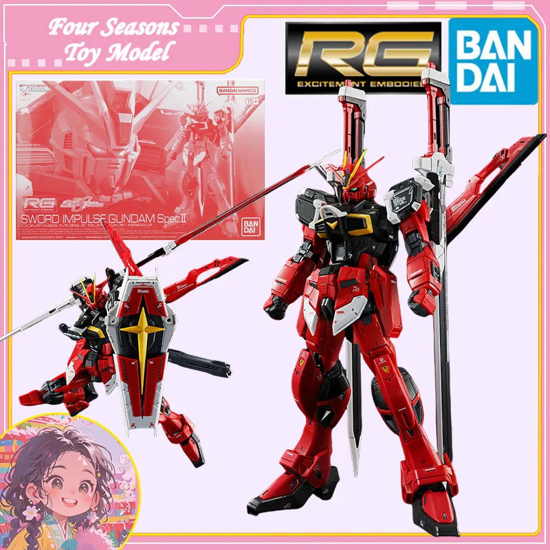 Fast Shipping Bandai Anime RG 1/144 SWORD IMPULSE GUNDAM SPEC II Original Model Toys Action Figure Collectible Ornament Children