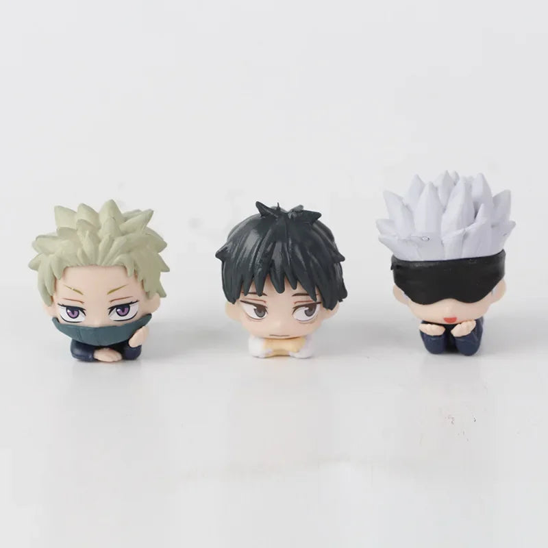 7Pcs/Set Lying Style Anime Jujutsu Kaisen Mini Figure Toys 3-4cm Satoru Gojo Mini Cute Gk PVC Statue Figurine Collectible Toys