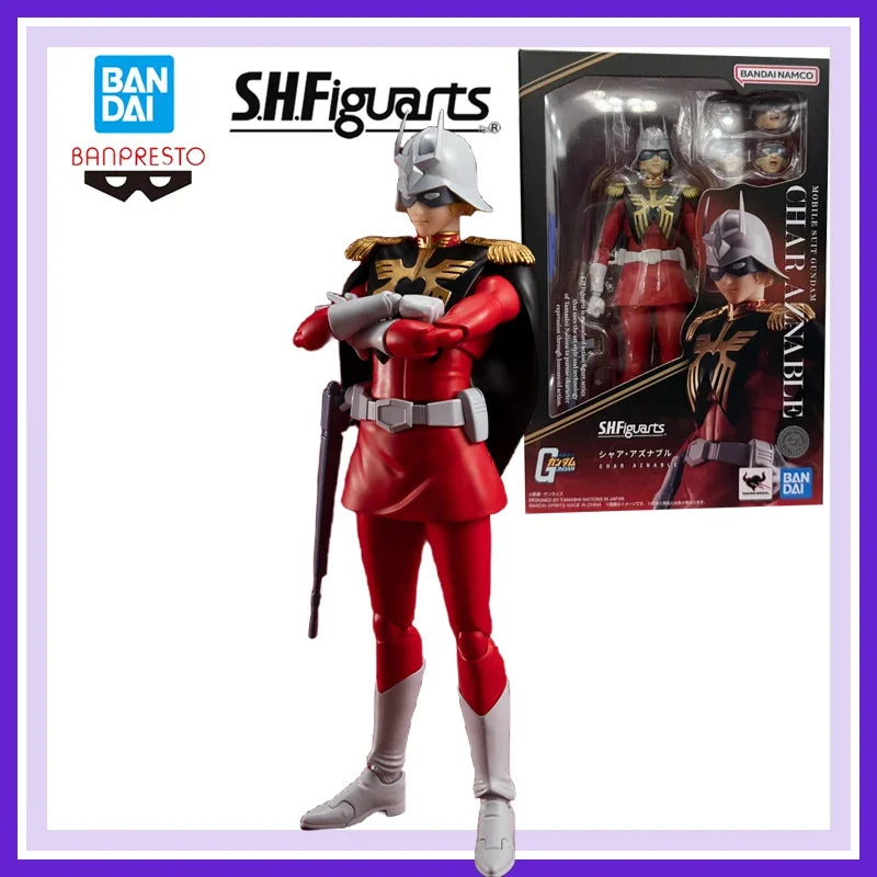 Genuine Brand New and Unopened Bandai Banpresto S.h.figuarts Mobile Suit Gundam Char Aznable Anime Action Figures Model 15.5Cm