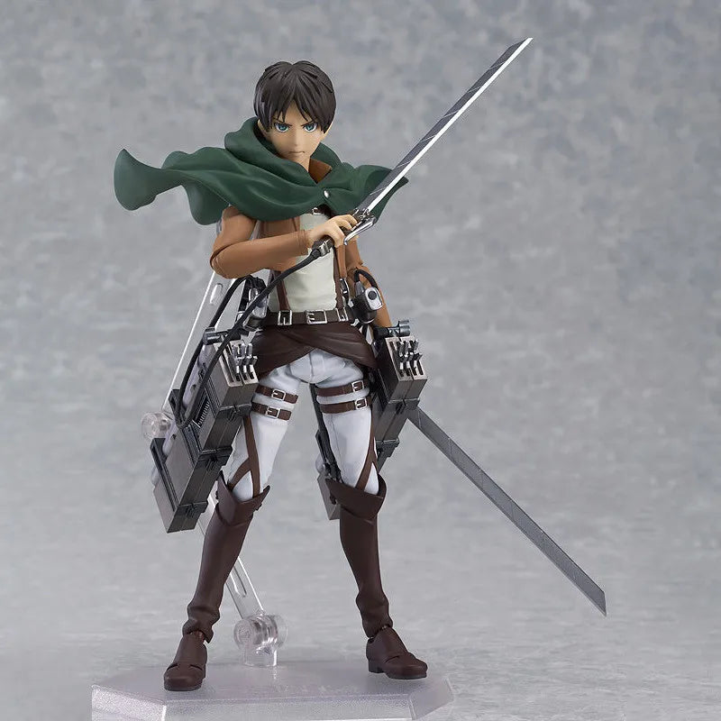 Anime Figure Attack On Titan Eren Jaeger Standing Holding Sword Detachable Model Toy PVC Collection Desktop Ornaments 14CM