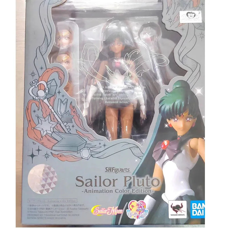Bandai Genuine SHF Sailor Moon Venus Mars Jupiter Pluto Mercury Animation Color Anime Action Figure Model Toy Gift KidChristmas