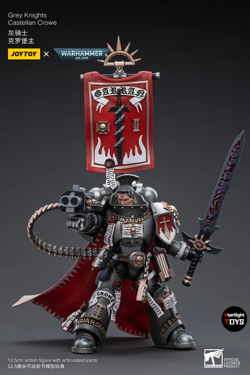 JOYTOY 1/18 Action Figure Warhammer 40K Grey Knights Castellan Crowe Toy Model Gift Collection