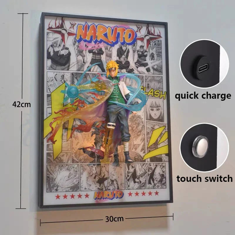 3D Uzumaki Naruto Figure LED Painting Poster Desktop Ambient Light For Children's Room Hanging Painting Decorative Picture