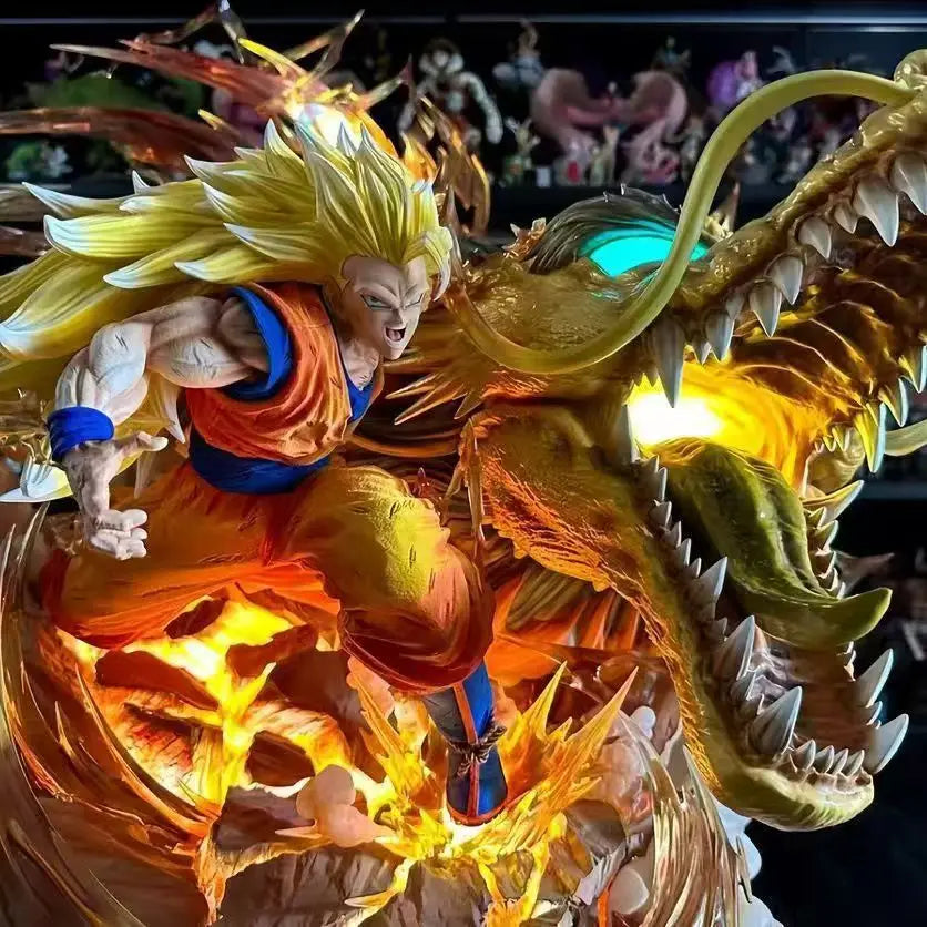 Dragon Fist Explosion Dragon Ball Super Saiyan 3 Son Goku Model Scene Statue Action Figure Collectible Display
