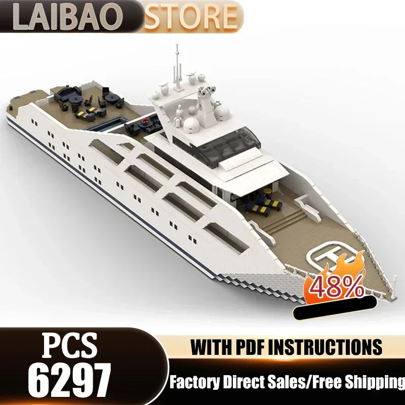 Military Ship Model Moc Building Bricks Luxury Super Yacht Technology Modular Blocks Gifts Christmas Toys DIY Sets Assembly