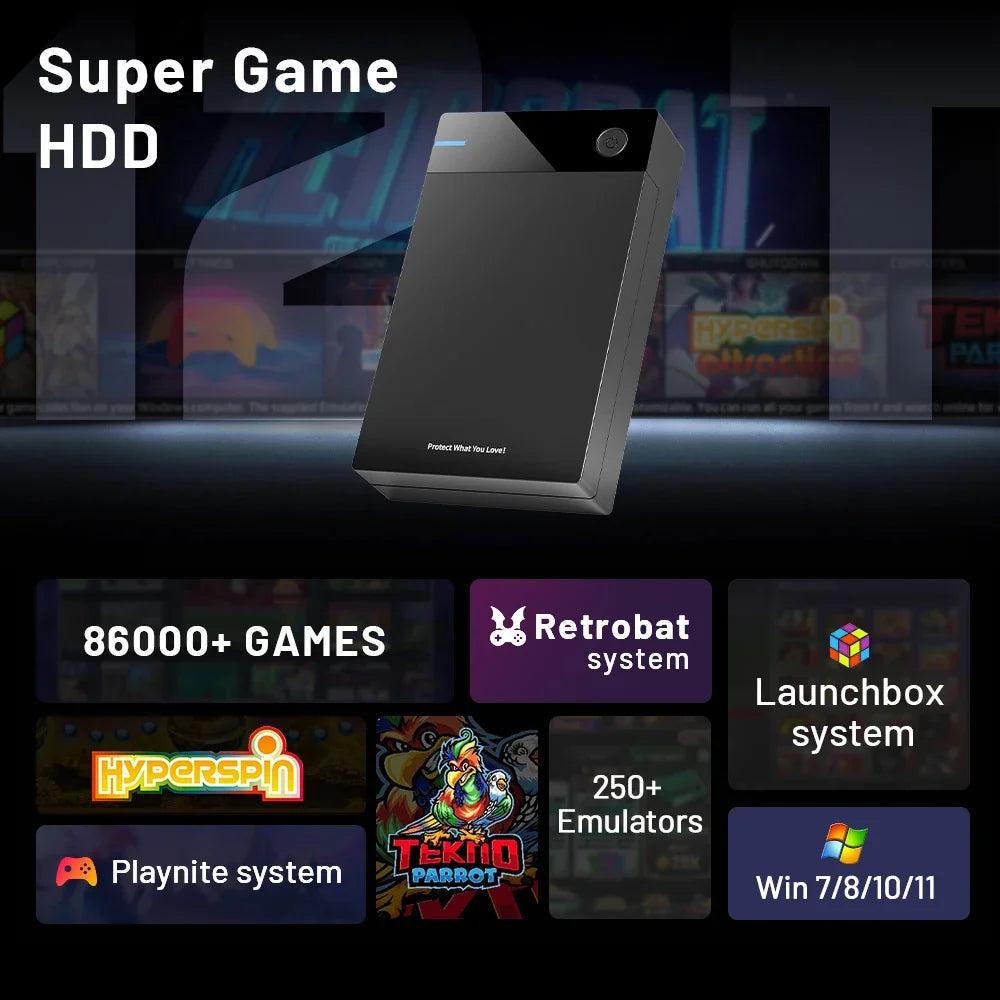 Super Console12T HDD with Hyperspin Launchbox Retrobat Playnite TeknoParrot for PS3 PS2 PSP WII WIIU with 86000+ Games Hard Disk