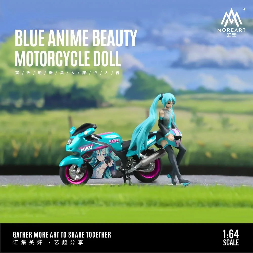 1:64 Hatsune Miku Motorrad Mini Modell Süße Figur Cartoon Spielzeug Szene Figur Sammlerstück Geschenk