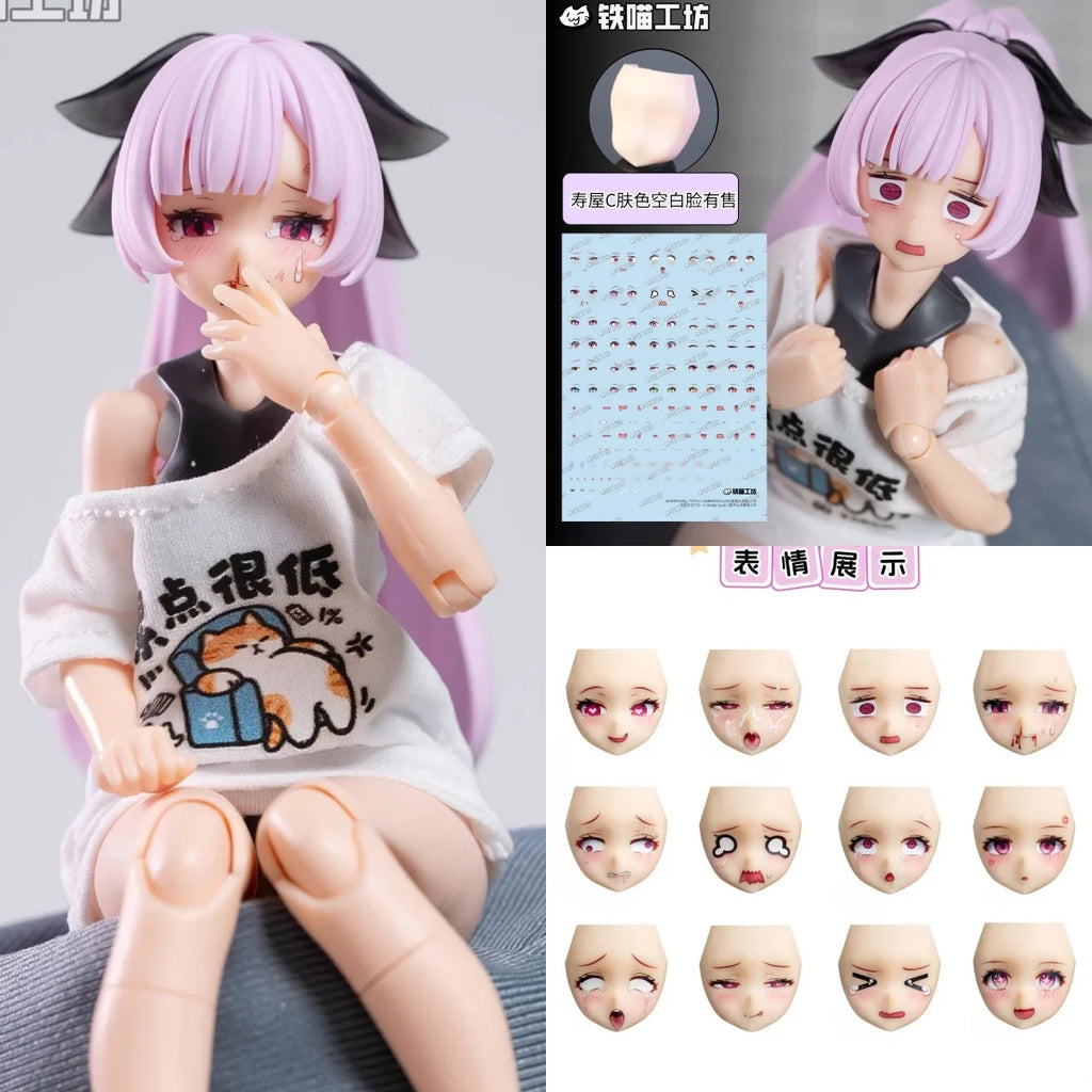 [No Figure] Kotobukiya Tank Gunner Knight 1/12 Female Soldier Stickers Pink Eye Water Decals Faces For 6inch Action Figure Model