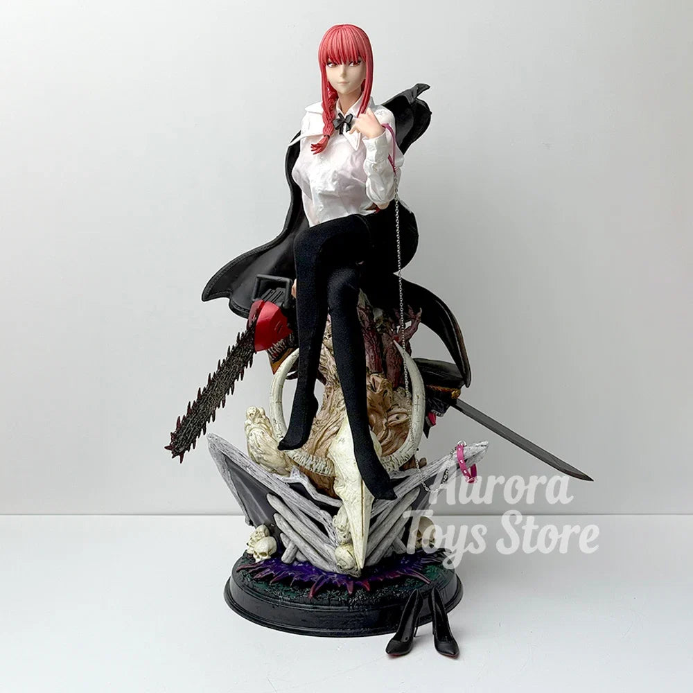 46cm/18.11in Anime Chainsaw Man Figure Makima Action Figures Pvc Statue Desktop Ornamen Collection Model Toys Gifts