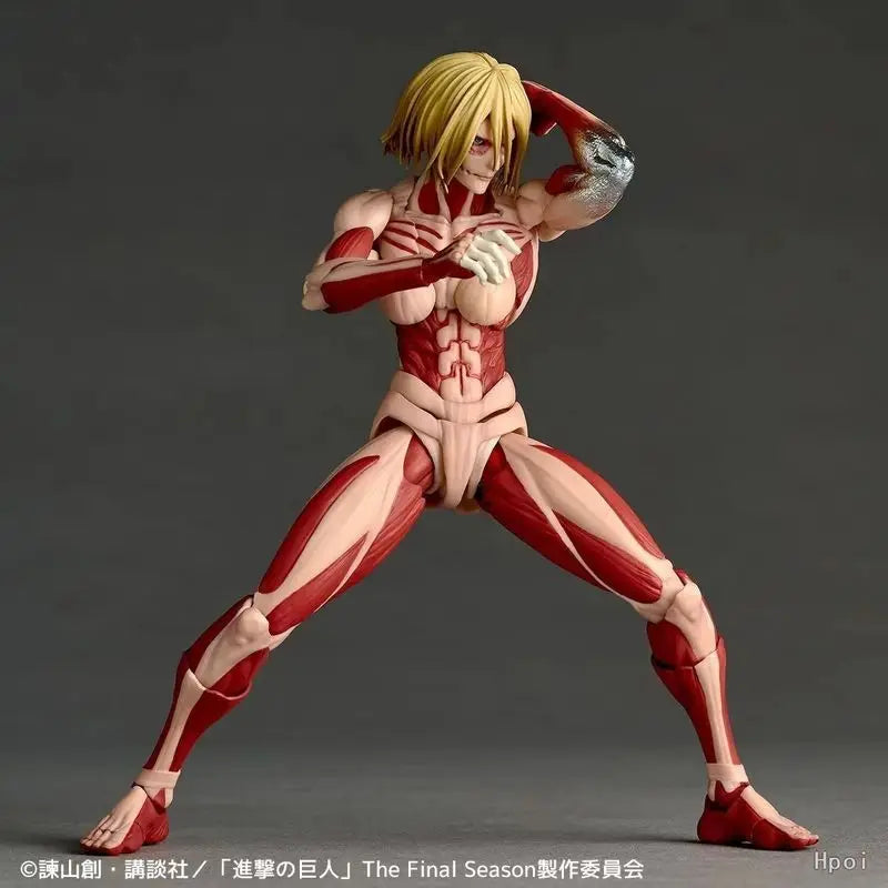 In Stock Attack On Titan Amazing Yamaguchi Revoltech Nr068 Female Titan Annie Leonhart Figure Gk Collection Model Toy Gift