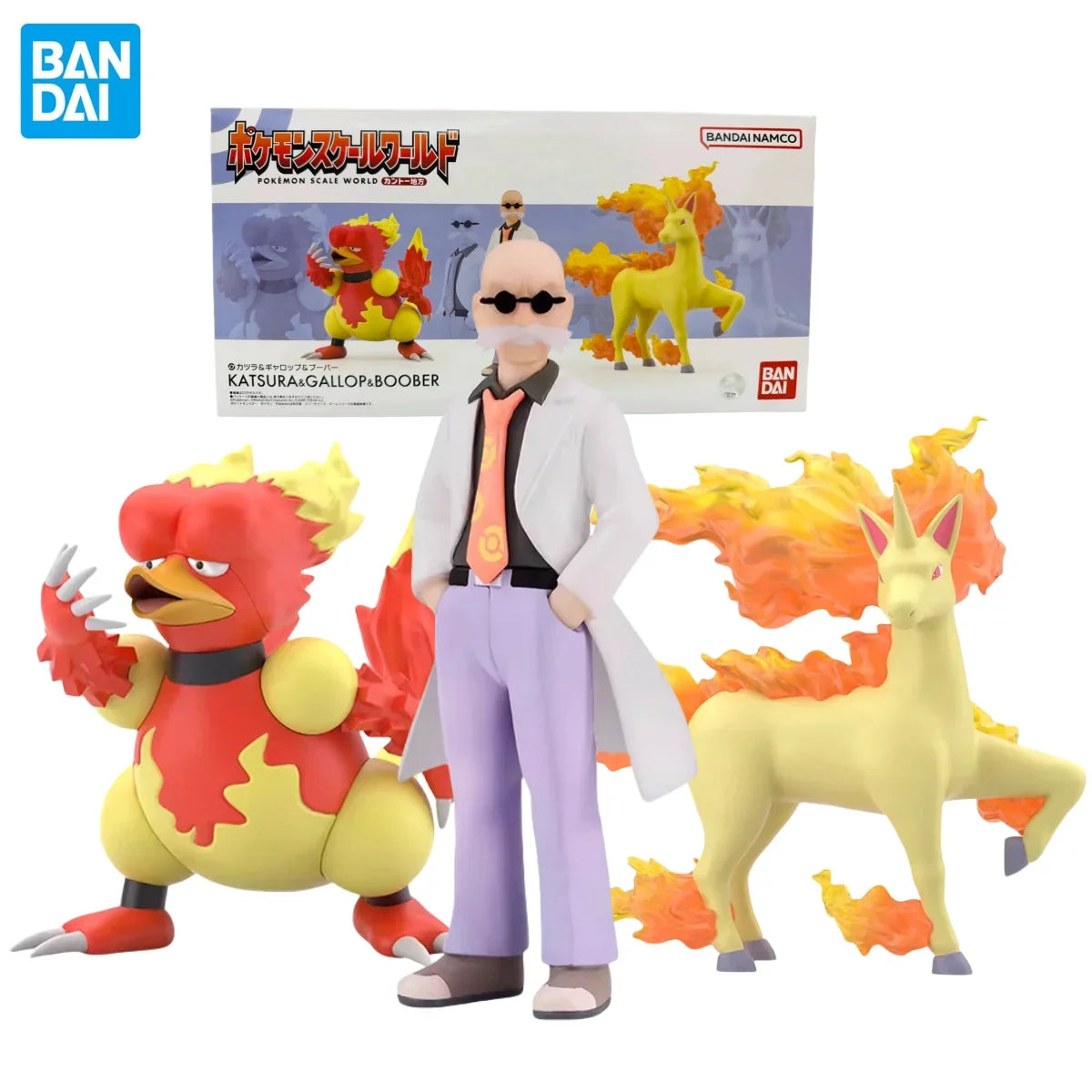 In Stock BANDAI Original Pokemon SCALE WORLD Kanto Region Blaine Rapidash Magmar Anime Figures Toys Gift Collectible Model