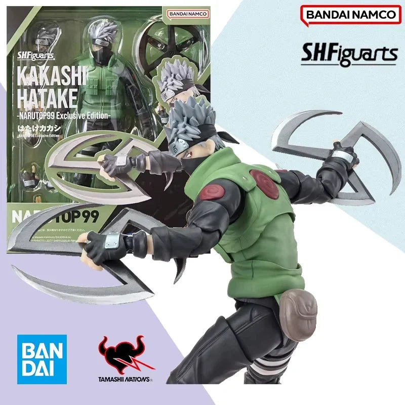 Genuine BANDAI BANPRESTO SHF NARUTO KAKASHI HATAKE NARUTOP99 Figure Model Anime Original Desktop Ornament Doll Toy Kid Gift