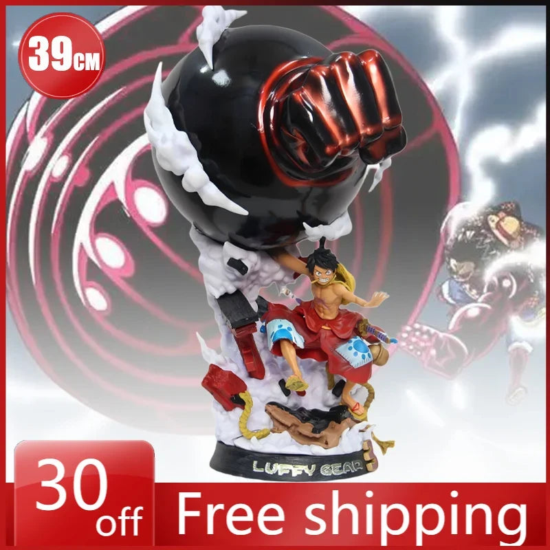 39cm ONE PIECE Figure Monkey D. Luffy Three Levels GK Anime Collection Model Desktop Ornament Decorations Children Toys Gifts