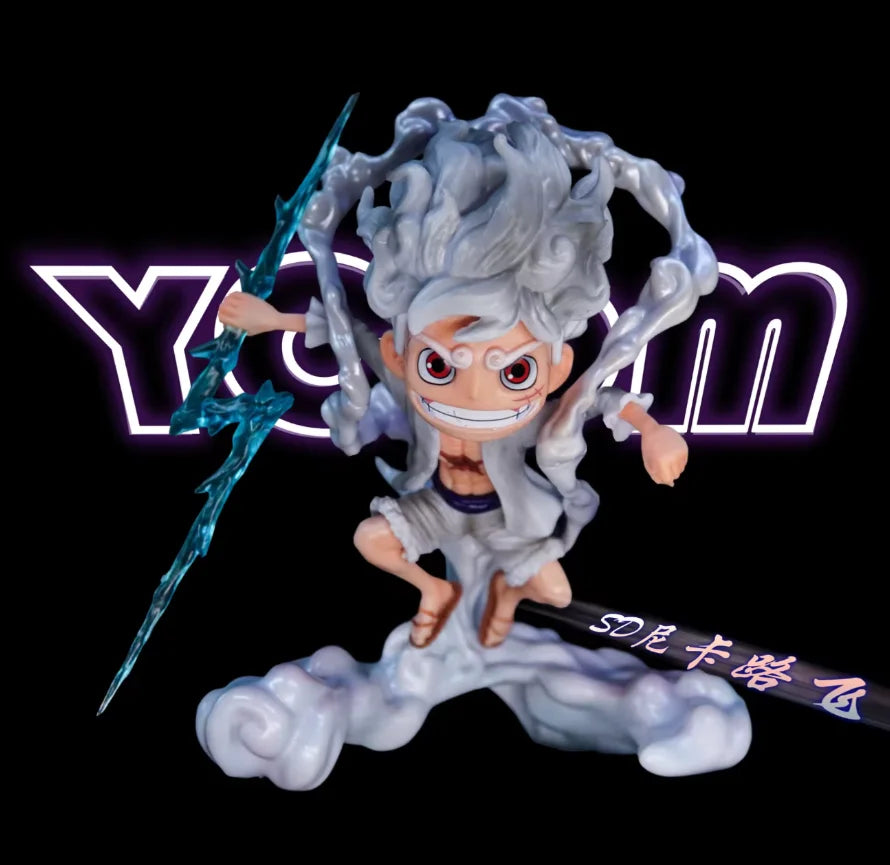 16cm One Piece Anime Figure Sun God Nika Luffy Gear 5 Q Version Statue Action Figure Model Doll Decoration Collection Toys Gifts