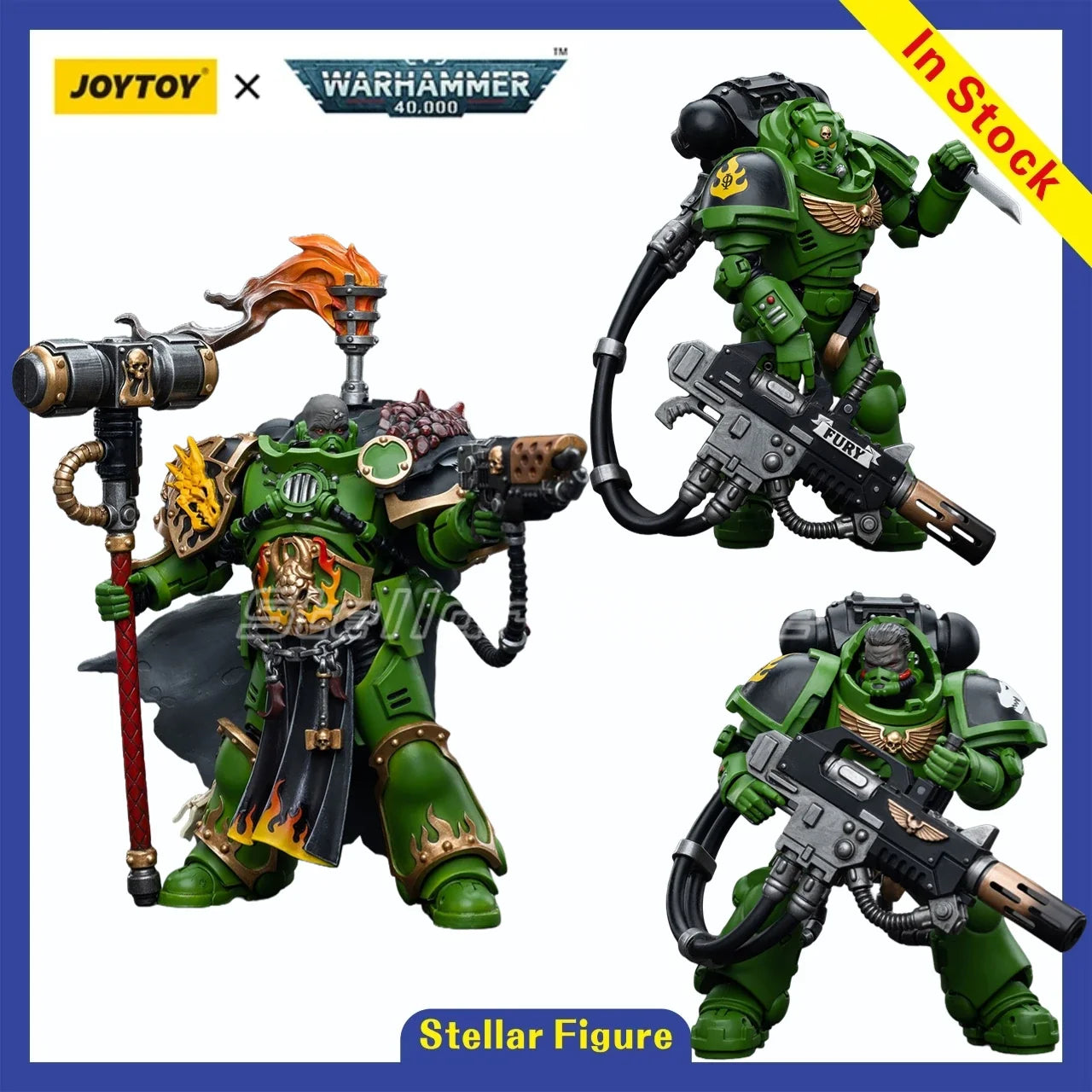 【SF】JOYTOY Warhammer 40K 1/18 Action Figure Salamanders Eradicators Sergeant Bragar Captain Adrax Agatone Brother TKren Model