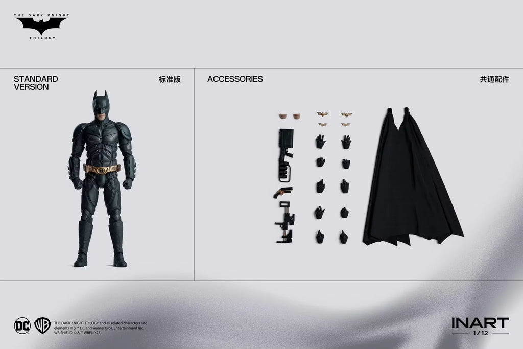Inart 1/12 Studio New Batman Figure Men Soldier Batman Christian Bale The Dark Knight Rises Eternal Fight Hero Action Figure Toy