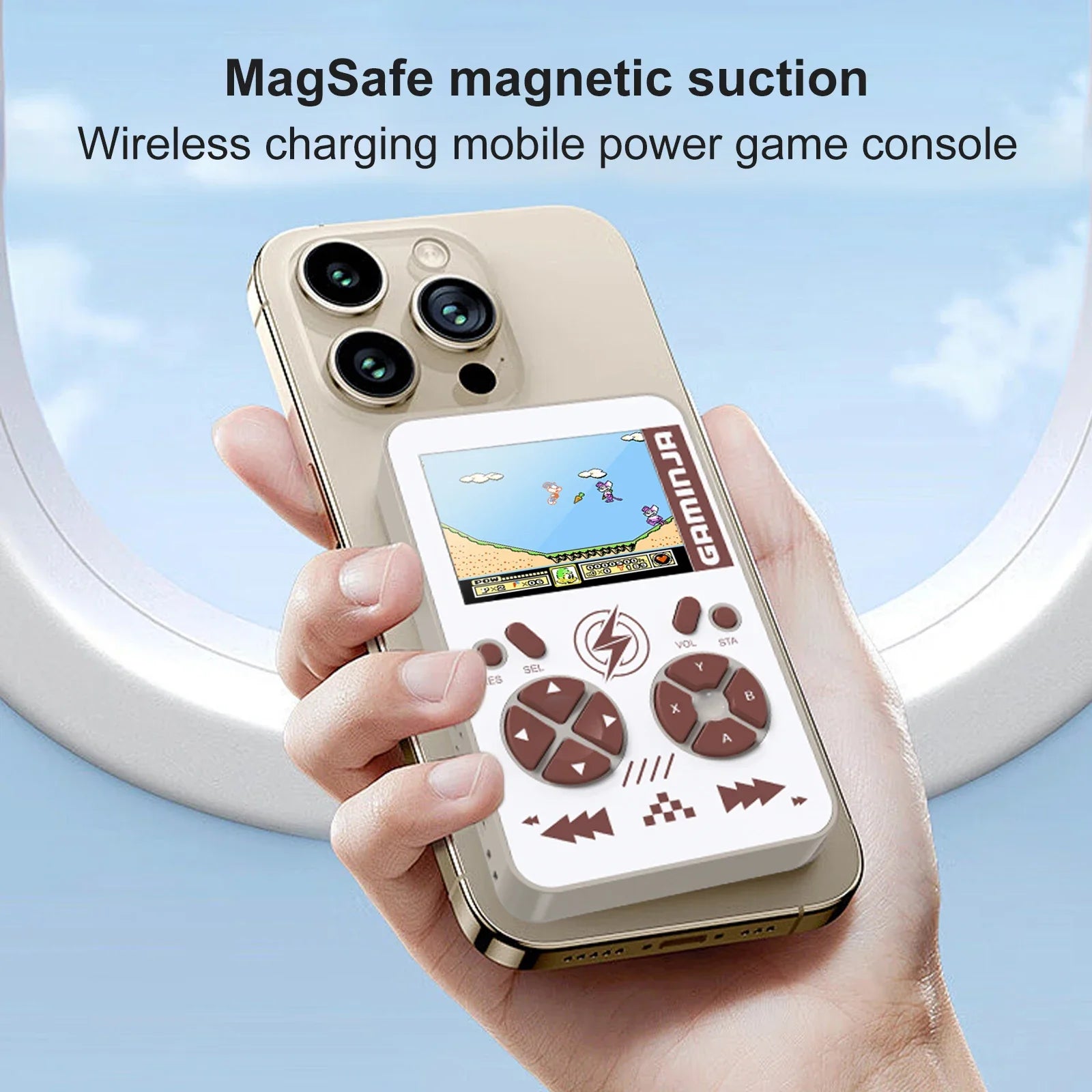 GAMINJA PB05 Mini Handheld Game Console Built-in 400 Games 5000mAh Battery Wireless Magnetic Power Bank Portable Game Console