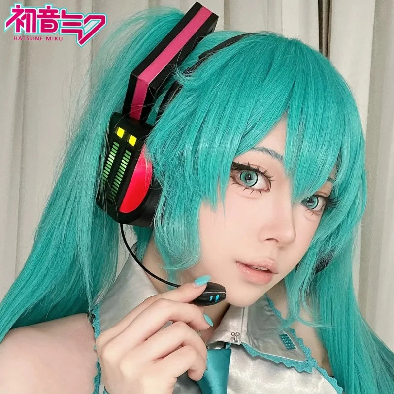 Hot Original Bandai Pb Limited Hatsune Miku Headphone Toy Anime Peripheral Cosplay Props Sound And Light Toys Children  Gifts