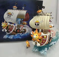 One Piece GK Thousand Sunny Pirate Ship Model Dual Mast Sailing Vessel with Wave Base Scene Boxed Collectible Figure Gift