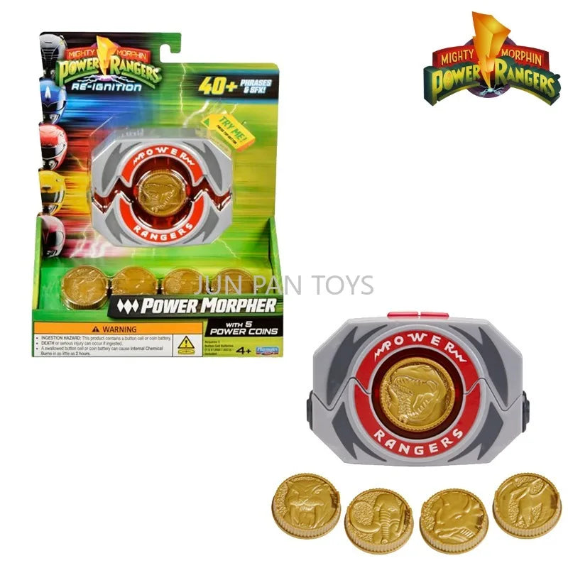 Original Mighty Morphin Power Rangers Re-Ignition Power Morpher with 5 Power Coins Kids Roleplay Boy Toys Lights Over 40+ Sounds