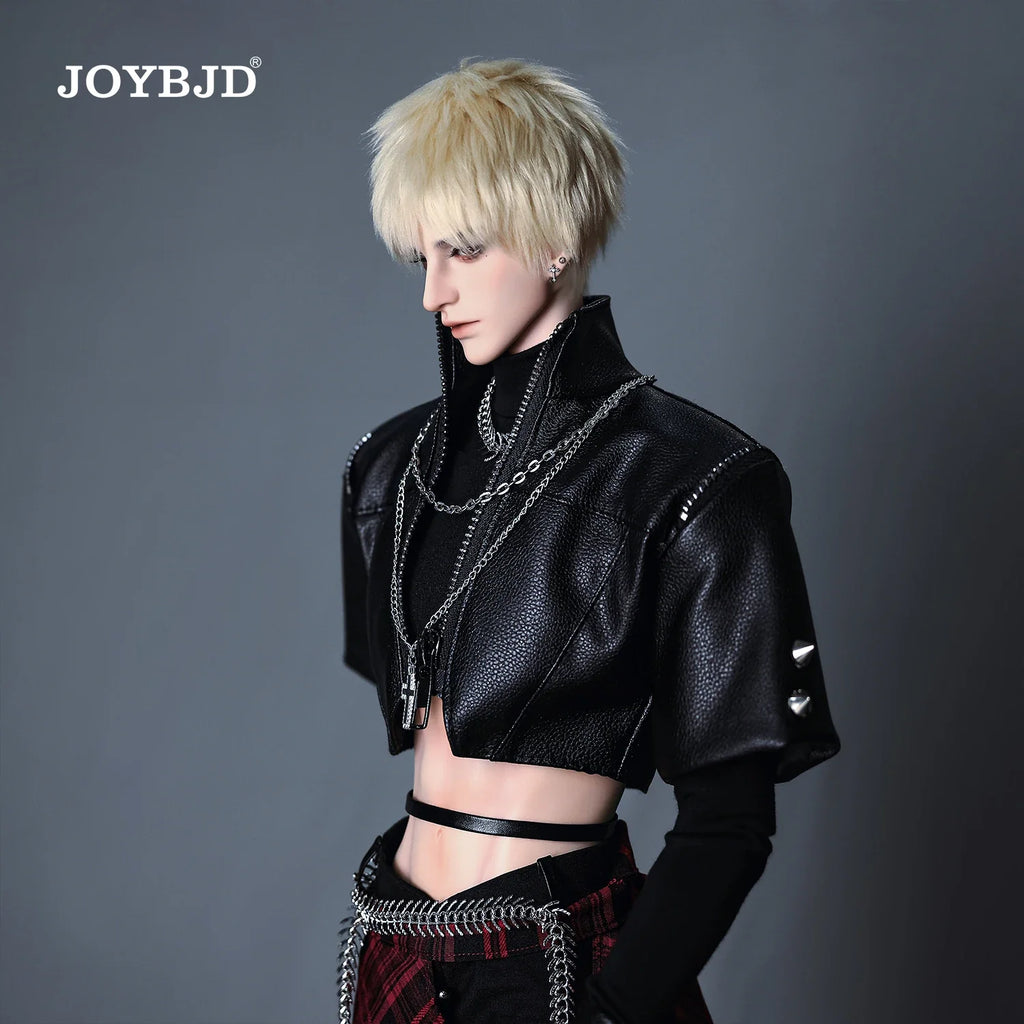 JOYBJD 1/3 BJD Doll Jinghuai Fullset Wide Shoulder Muscular Male Body Resin Figure with Leather Jacket Outfit & Wig