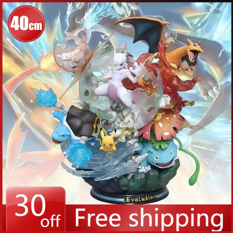 40cm Pokemon Action Figure Mewtwo Strikes Back Large Hand Model Pvc Desktop Ornament Decorations Holiday Gift Children Toys