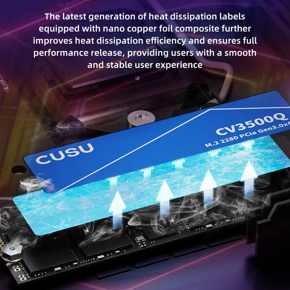 CUSU SSD 512GB 1TB 2TB NVMe M2 PCIe3.0 M.2 2280 Hard Drive Solid State Disk for Laptop Desktop