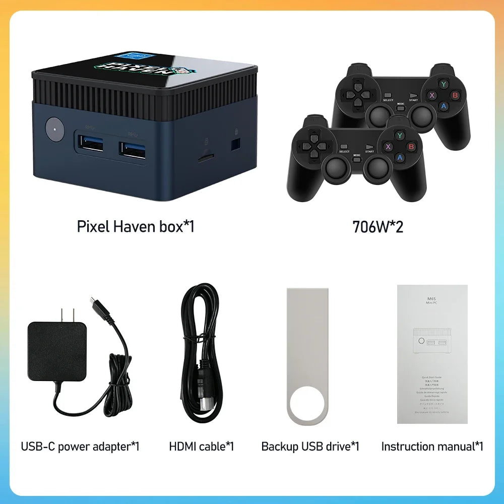 Mini PC With 38000+Games&48 Emulators Game Console For PS3/PS2/Wii/WiiU/N64/NES/NDS Windows 11&Retrobat&Playnite N100 Game PC