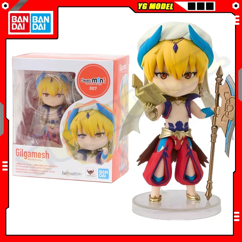 Bandai Fate FGO Action Figures Model Caster Gilgamesh Q-version Active Joint Figures Figuarts Mini Series Doll Toys Original