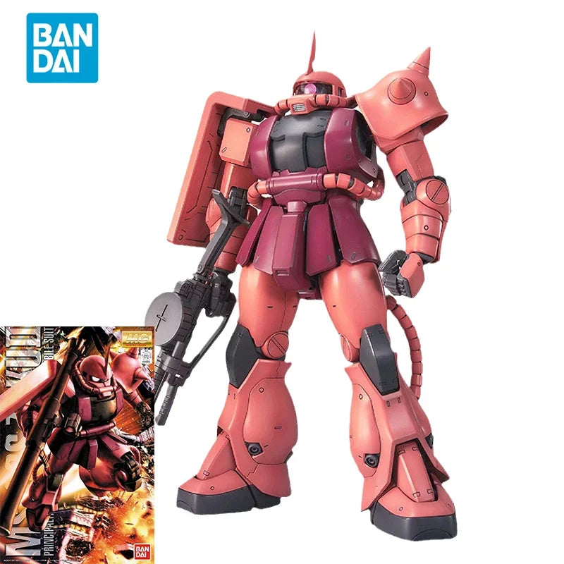 Bandai Original GUNDAM Anime Modell MG 1/100 MS-06S CHAR S ZAKU Ver 2.0 Actionfigur Bausatz Spielzeug Geschenke für Kinder