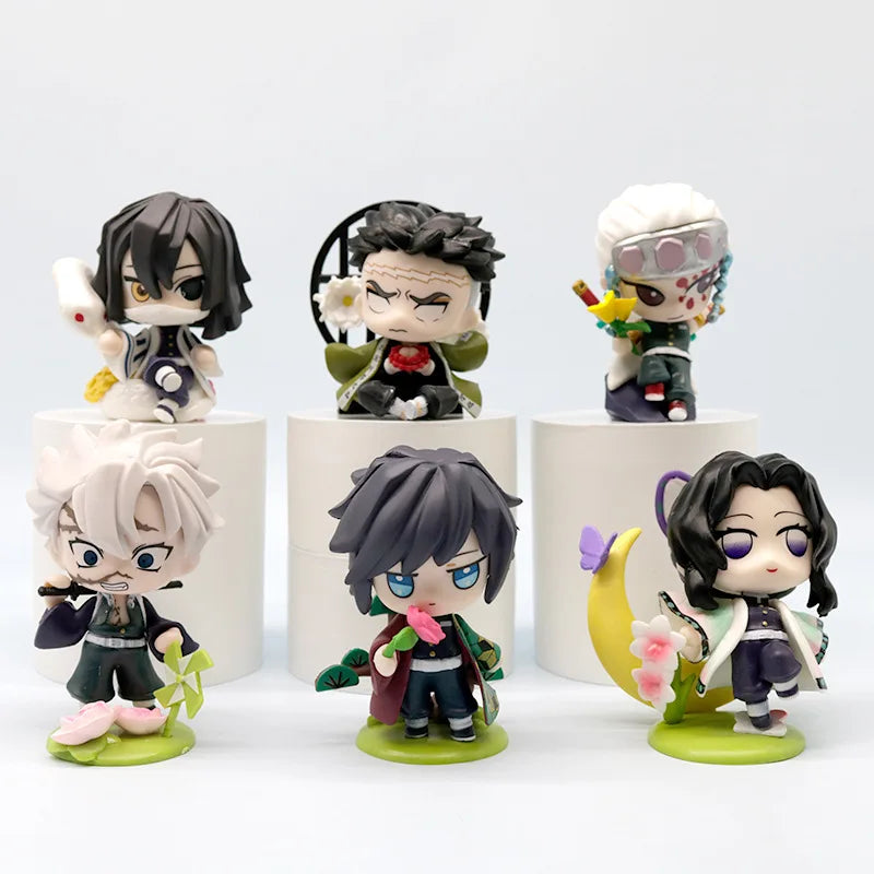 Demon Slayer Action Figures Q Version Tanjirou Nezuko Zenitsu Fashion Play Car Interior Desktop Miniature Ornament Accessories
