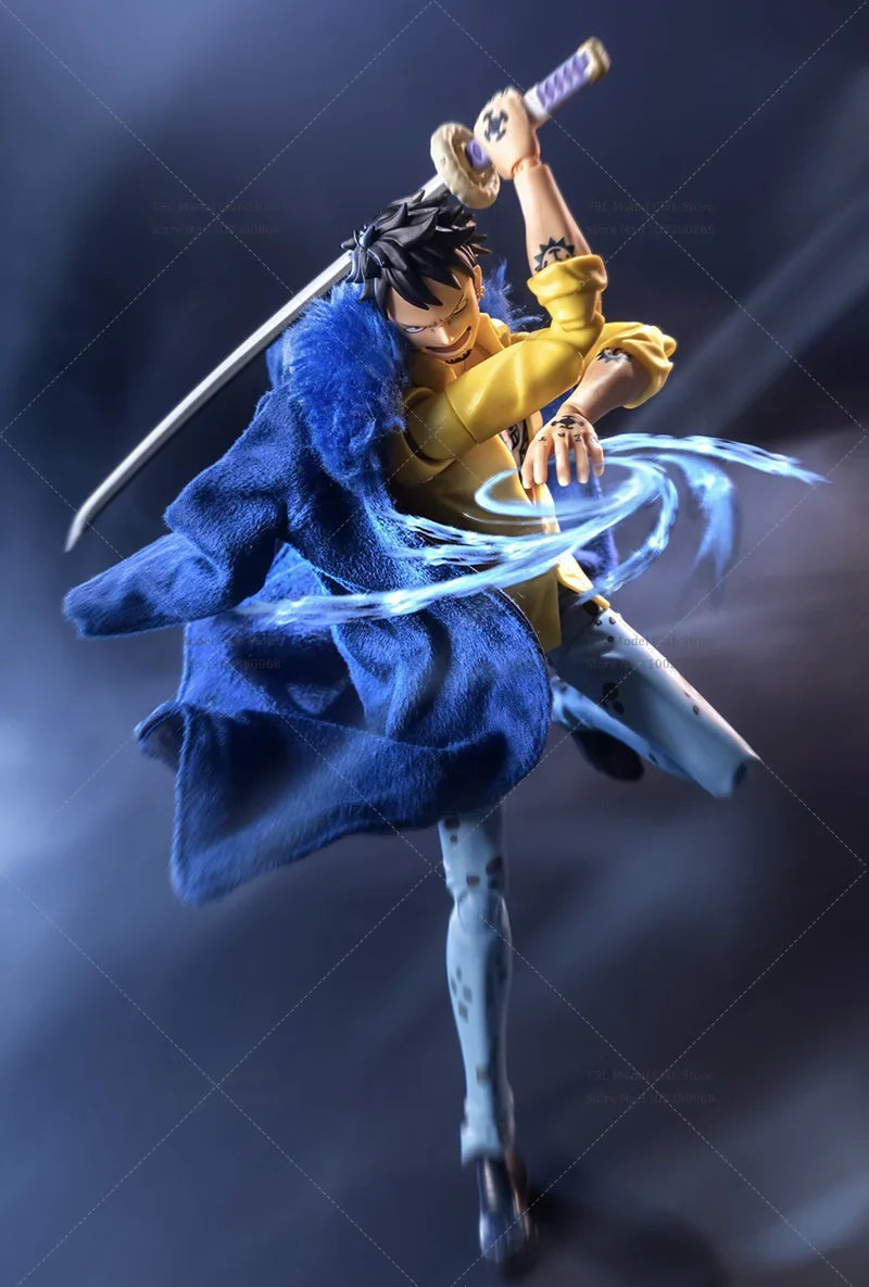 1/12 Scale Male Clothes Blie Coat One Piece Trafalgar D. Water Law Japanese Anime For SHF 6-inch Action Figure Soldier Scene