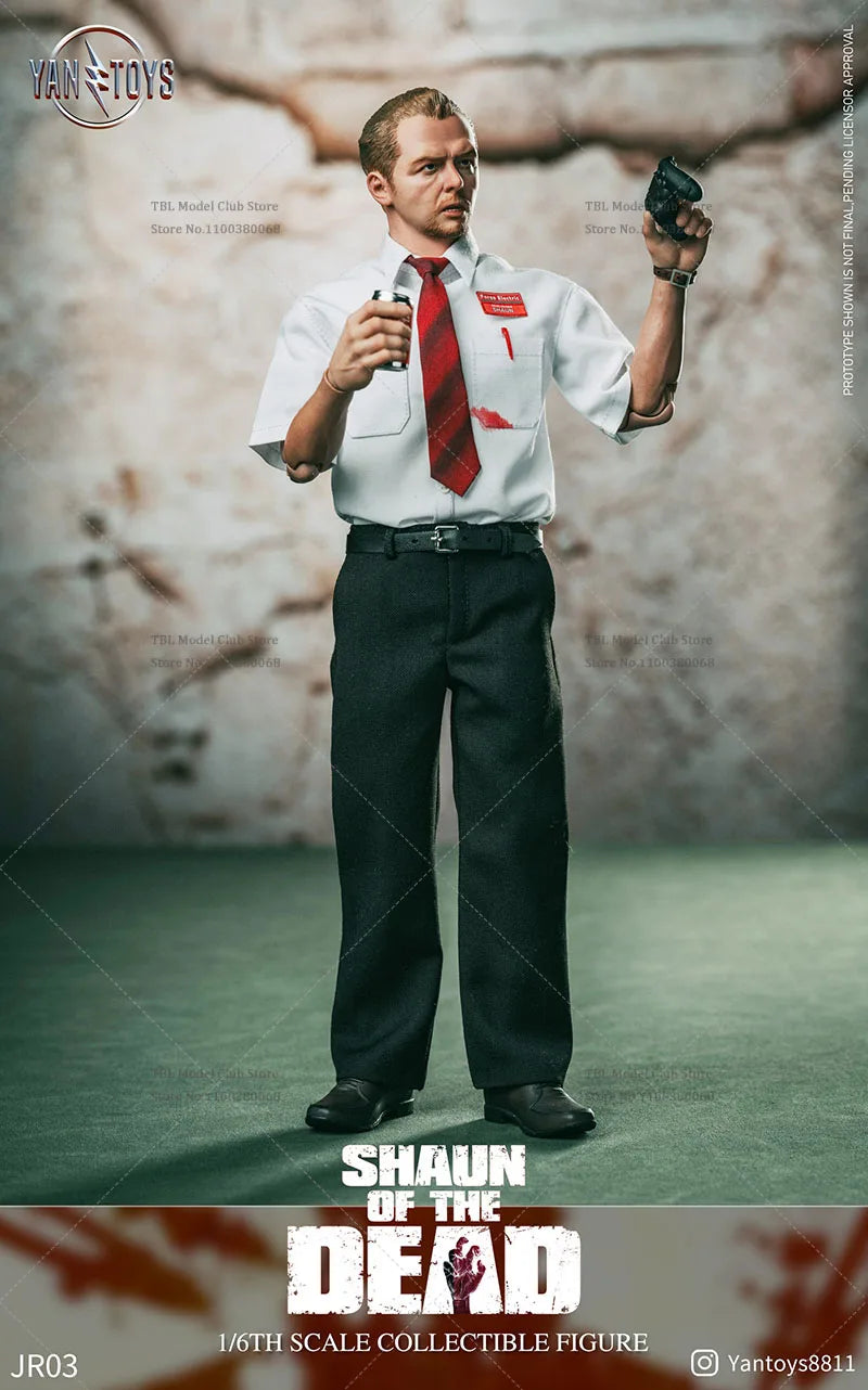 YANTOYS JR03 1/6 Scale Collectible Shaun of the Dead Simon Pegg 12Inch Male Solider Action Figure Full Set Model Toys for Fans