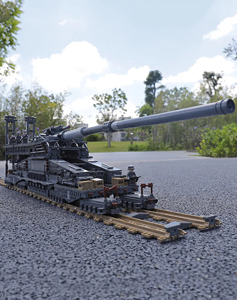 Kazi 10005 3846Pcs German 80cm K[E] Railway Gun Dora Gustav Heavy Gun 3 KY Train Tank Building Blocks Bricks Toy Gifts