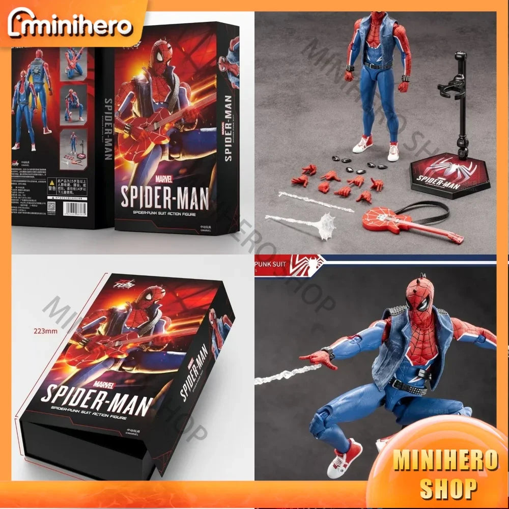 Auf Lager ZD Toys Zhongdong Offizieller Spider-Man Punk-Kostüm Actionfigur mit beweglichen Gelenken Sammlermodell