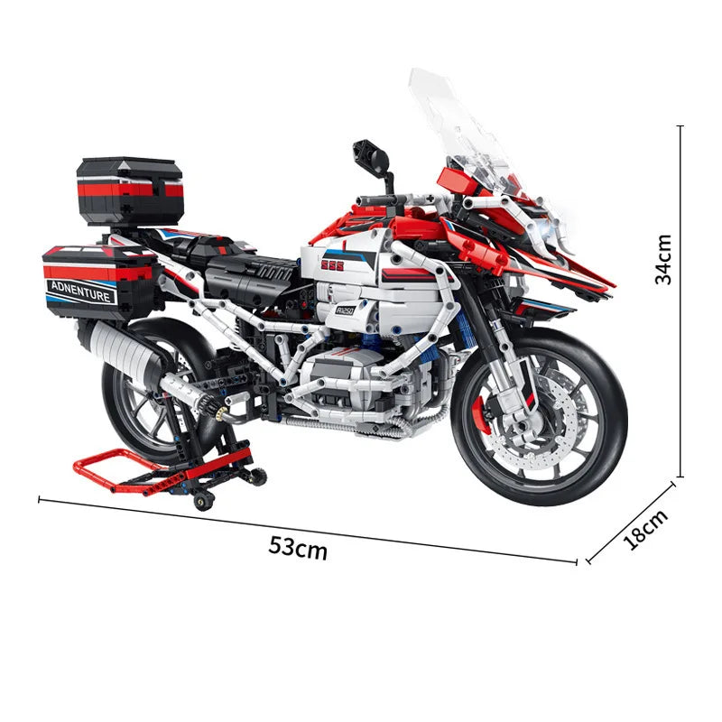 Technical 1:5 Scale Germany Motorcycle R1300GS ADVENTURE Building Block Model Vehicle Steam Motor Brick Steam Toys With Light