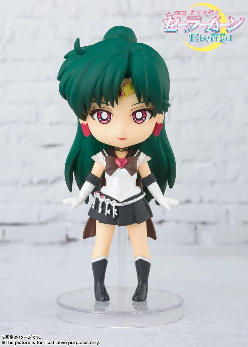 BANDAI Sailor MoonS Action Figures Meiou Setsuna Q-version Active Joint Figures Figuarts Mini Standing Doll Toys Original