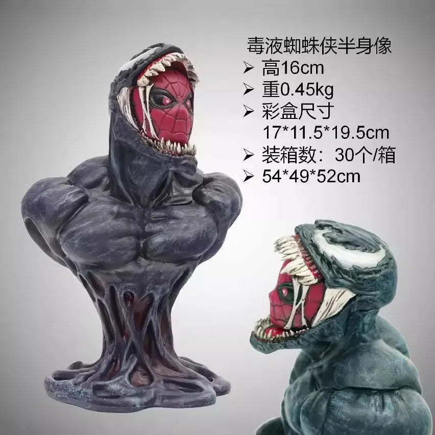 15cm Spider Man Venom Half Body Figure Resin Venom Let There Be Carnage Trendy Play Handmade Ornament