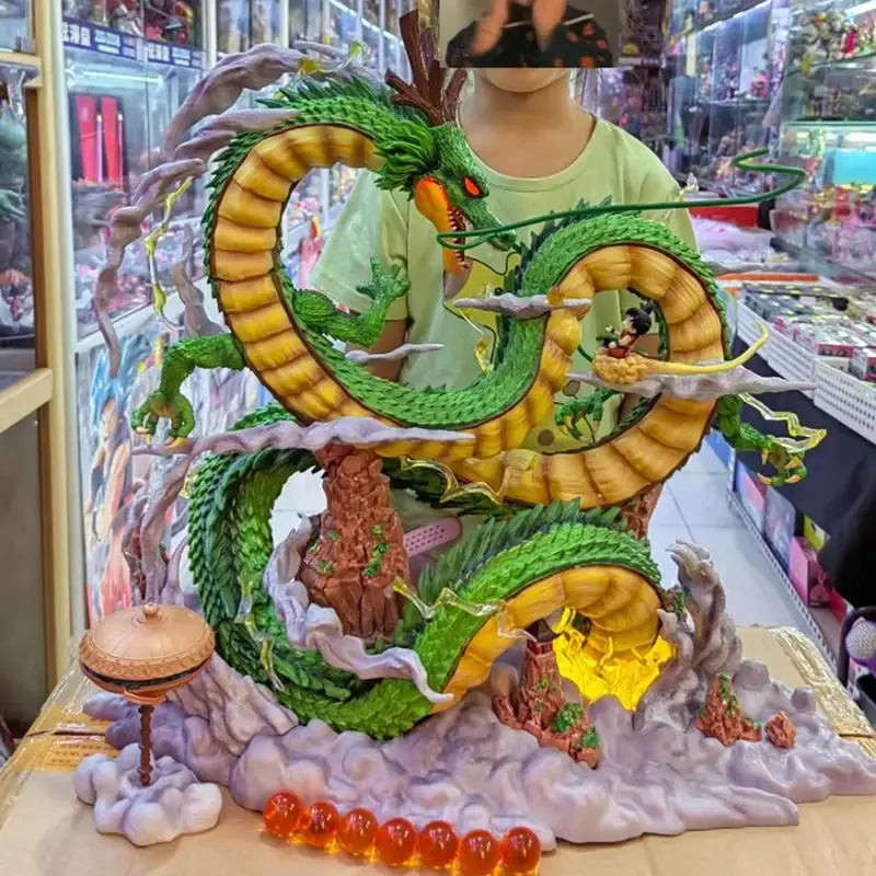 50cm Anime Dragon Ball Z Shenron Figure with Goku Figurine PVC Action Figures Shenlong DBZ Collection Desktop Display Gift Toy