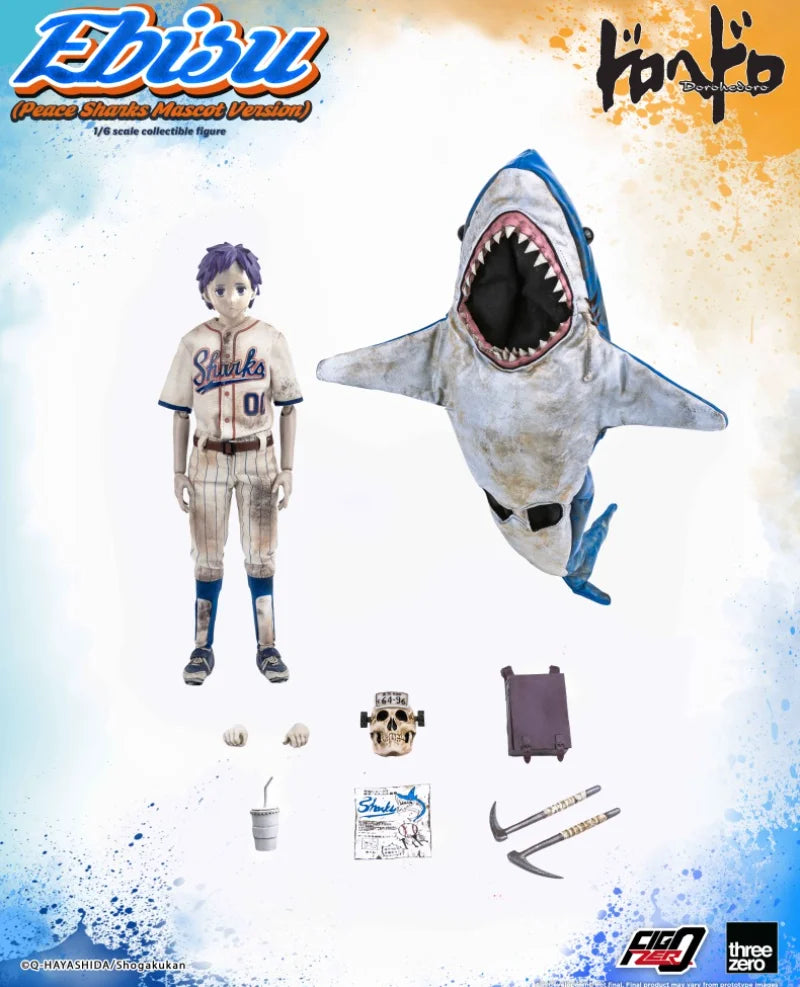 35Cm 1/6 Threezero Dorohedoro Figzero Ebisu Peace Sharks Mascot Version Anime Action Figure Garage Kit Model Doll Toys Gift