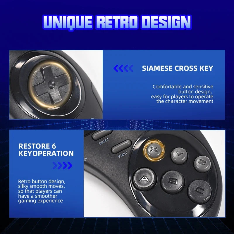 4K Retro Game Console Wireless Console 2.4G Built-in 5000 Classic Games Controller Gamepad Video Stick for Sega Mega Drive