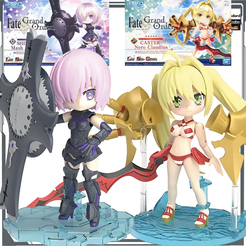 Bandai Original MODEL KIT PETITRITS SHIELDER Mash Kyrielight&CASTER Nero Claudius Anime Action Figure Assembly Model Toys  Gifts