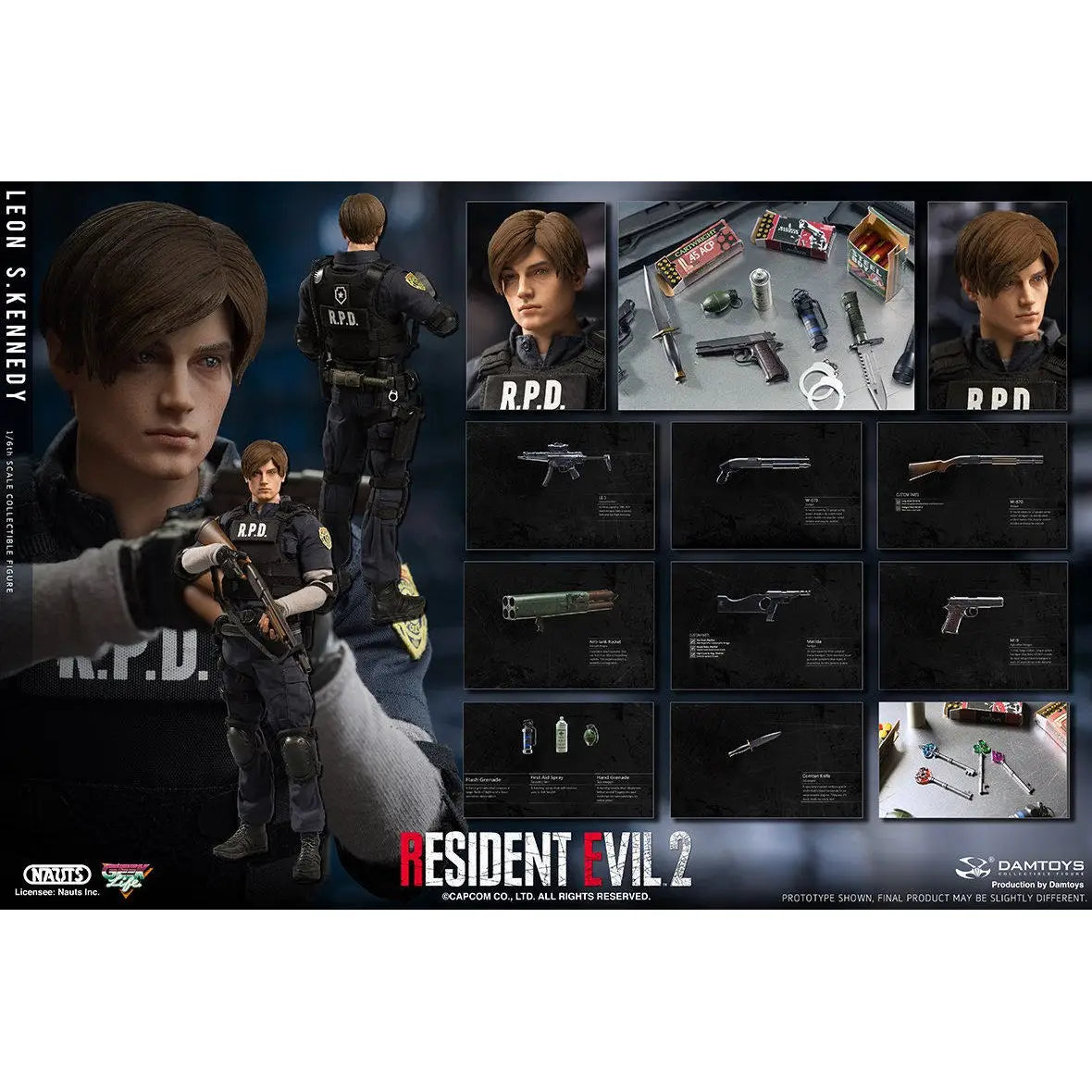 Genuine Dams030 Leon S Kennedy Resident Evil 2 In Stock Remake Rpd Police Model 1/6 Collectible Action Figure Gift Ornament