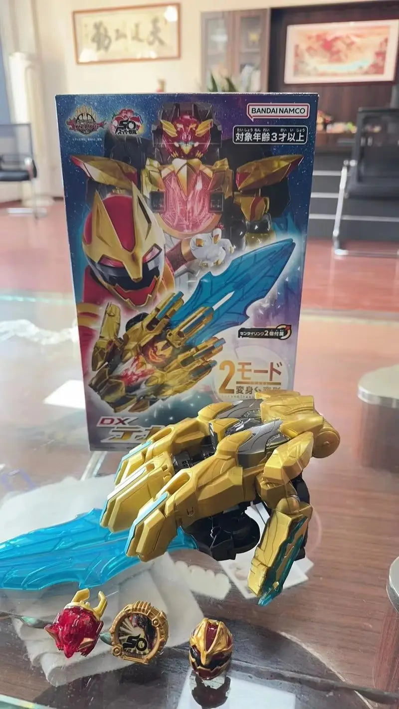 Bandai Genuine DX No.1 SENTAI GOZYUGER TEGASWORD Leon Buster 50 Sentai Ring Figure Toys Gift Collectible Model